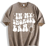 In My Engaged Era Engagement Vintage Washed T-Shirt in Brown