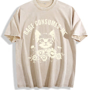 Rage Consumes Me Cute Cat Meme Vintage Washed T-Shirt in Beige