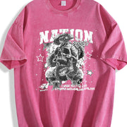 Nation Snake Skull Vintage Washed T-Shirt in Red