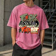 F Around and Find Out Graffiti Vintage Washed T-Shirt in Red