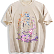 Lightning Horse 90s Vintage Washed T-Shirt in Beige