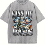 Kiss My Bass 90s Bootleg Rap Vintage Washed T-Shirt in Gray