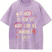Water Wash. If God Is With Us Who Can Resist Us?1 Piece vintage washed oversized T-shirt in Purple