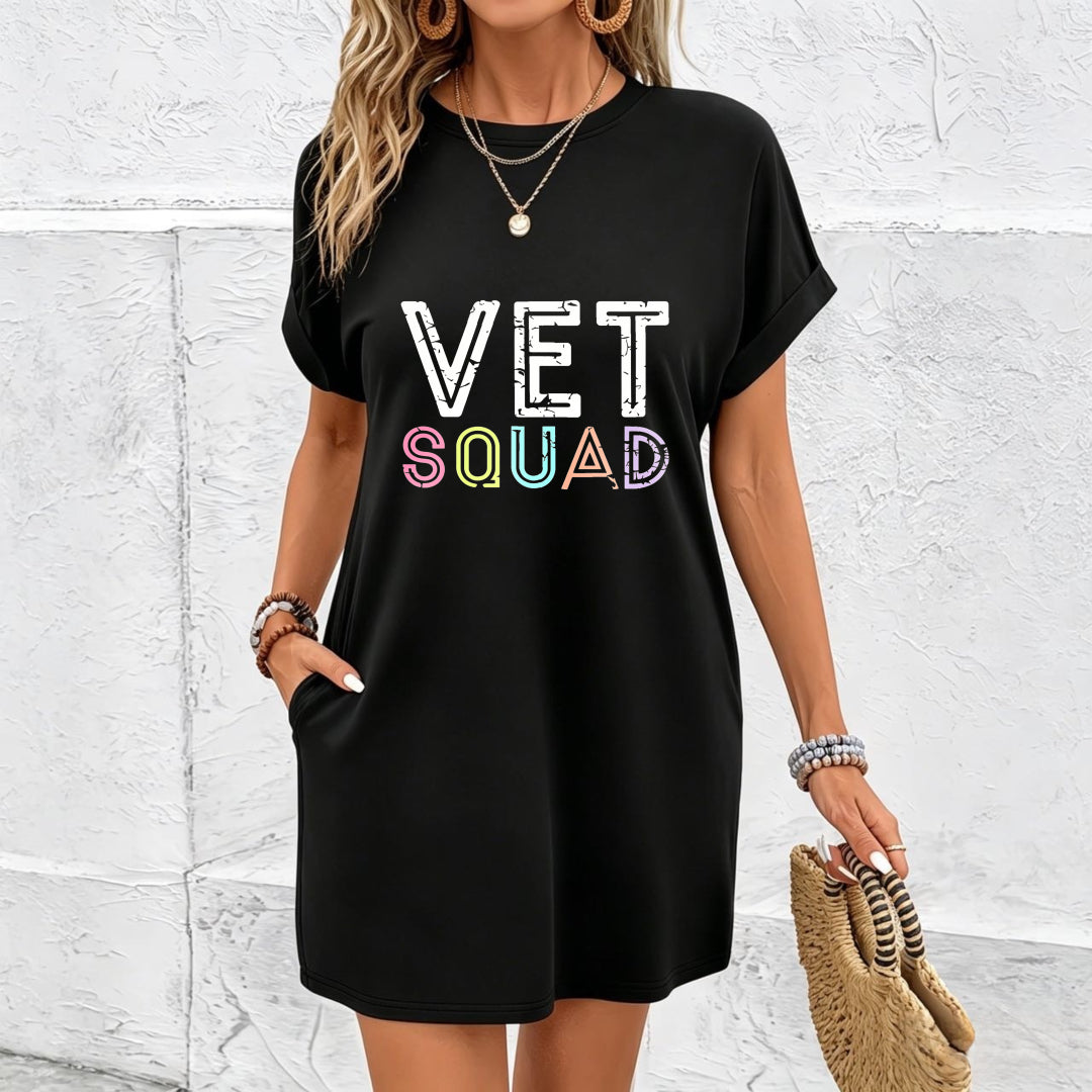 Long Home Dress and Gentle on the Skin Cotton T-Shirt in Black