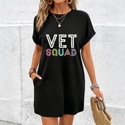 Long Home Dress and Gentle on the Skin Cotton T-Shirt in Black