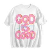 & 230gsm GOD IS GOOD Retro Cotton T-Shirt in White