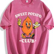 Sweet Potato Club Mascot Vintage Washed T-Shirt in Red
