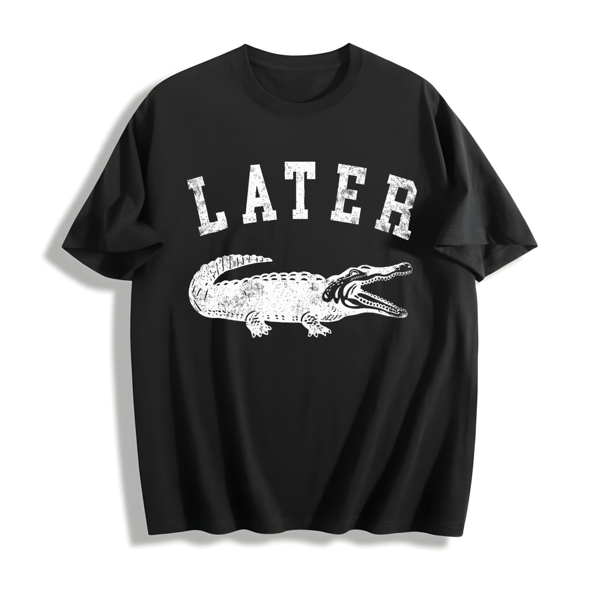 Later Alligator Gator Joke Saying for Guys Classic Cotton T-Shirt in Black