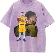 Luka the Don Welcome To Los Angeles LA Basketball Custom vintage washed oversized T-shirt in Purple