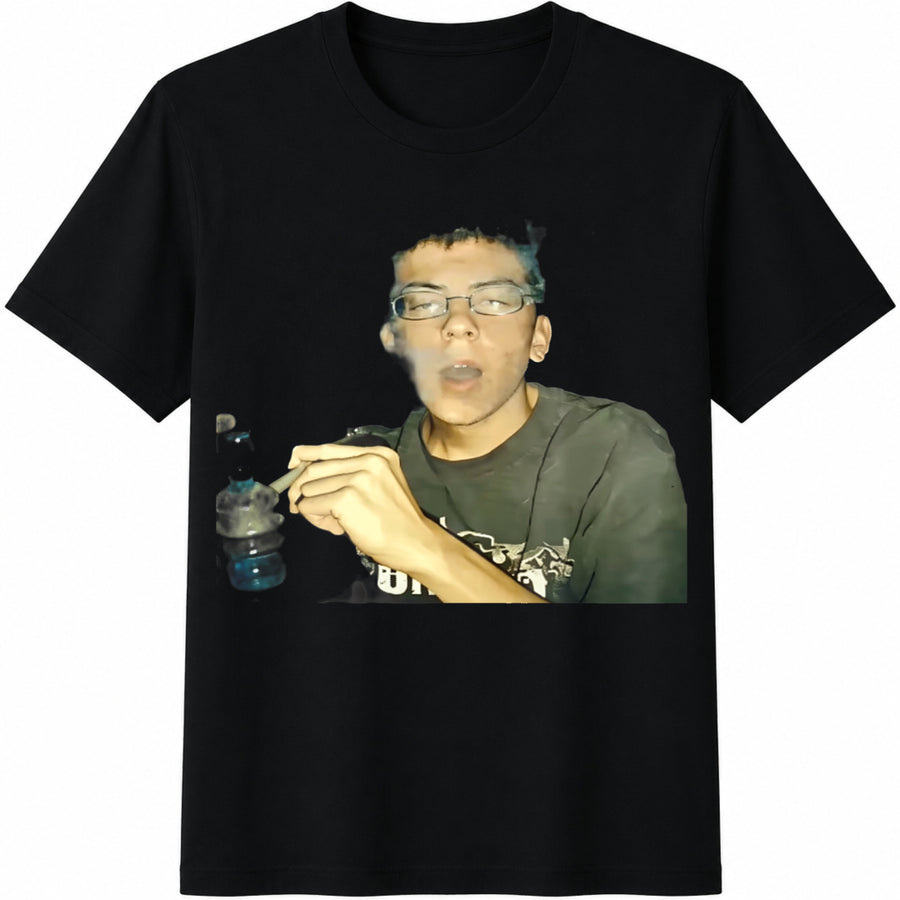 McLovin Smoking Meme Cotton T-Shirt in Black