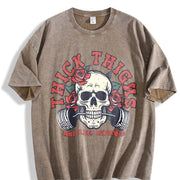 Thick Thighs and Sleep Deprived vintage washed oversized T-shirt in Brown