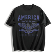 America Land of the Free Home of the Brave Patriotic Cotton T-Shirt in Black