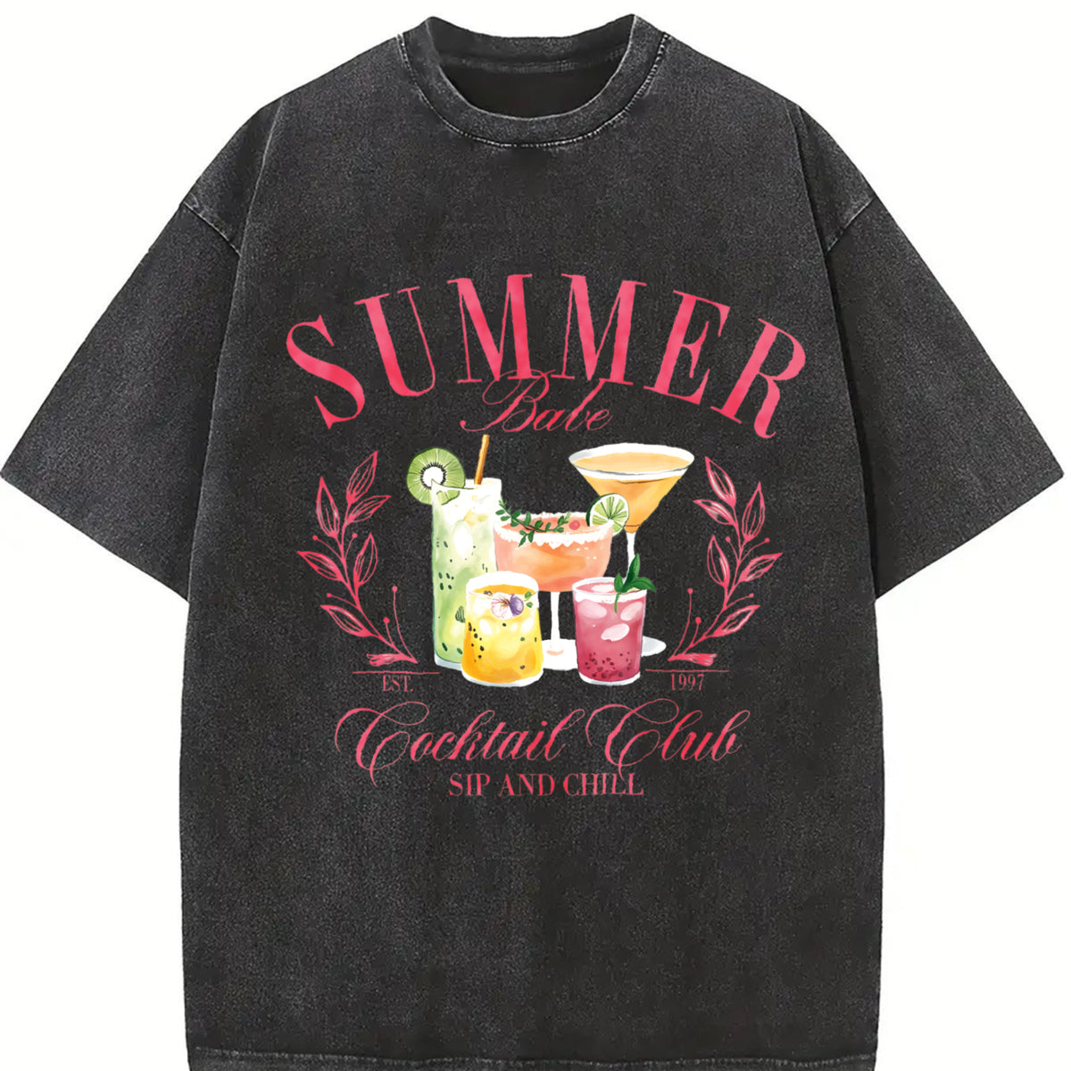 Summer Babe Cocktail Club vintage washed oversized T-shirt in Black