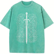 Celestial Sword Tarot vintage washed oversized T-shirt in Blue