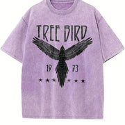 Free Bird Boho Eagle Thunderbird Retro Music Inspired vintage washed oversized T-shirt in Purple
