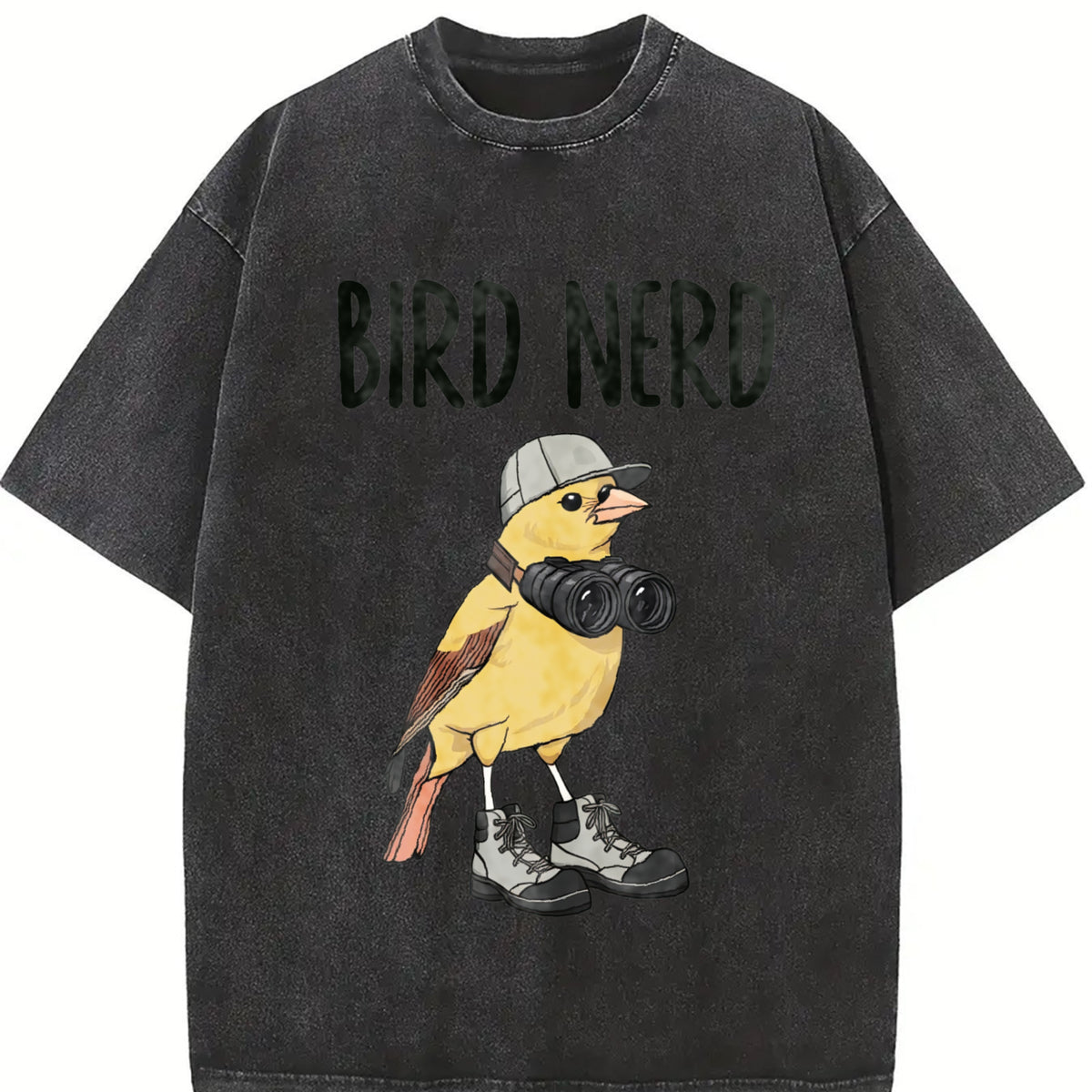 Bird Nerd vintage washed oversized T-shirt in Black