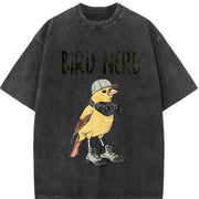 Bird Nerd vintage washed oversized T-shirt in Black