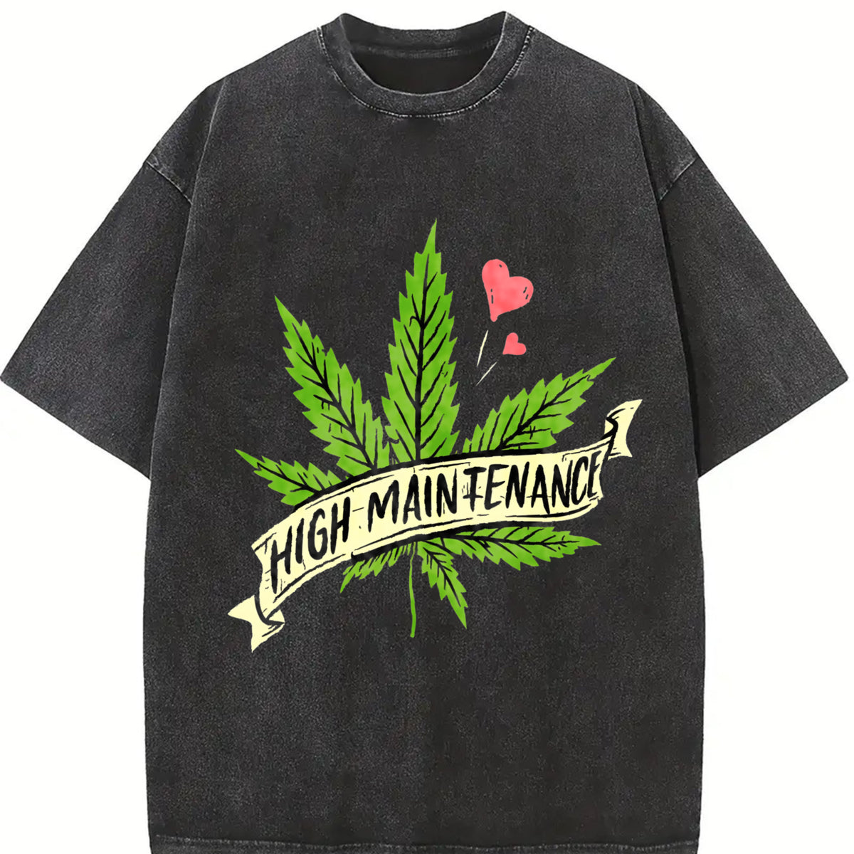 High Maintenance Weed 420 vintage washed oversized T-shirt in Black