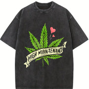 High Maintenance Weed 420 vintage washed oversized T-shirt in Black