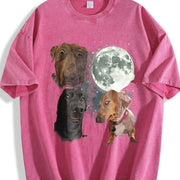 Three Dog Meme Moon Vintage Washed T-Shirt in Red
