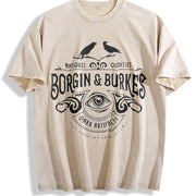 European and American Vintage Washed T-Shirt in Beige