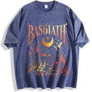 Basgiath War College Castle vintage washed oversized T-shirt in Blue