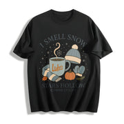 I Smell Snow Gilmore Girls Christmas Cotton T-Shirt in Black