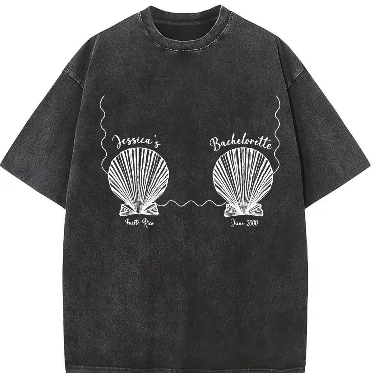 Custom Beach Bachelorette Vintage Washed T-Shirt in Black