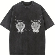 Custom Beach Bachelorette Vintage Washed T-Shirt in Black