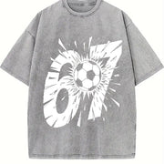Soccer Ball Explosion Vintage Washed T-Shirt in Gray