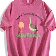 Goose Duck What If I'm Silly Enough Meme Idea Bird Nerd vintage washed oversized T-shirt in Red