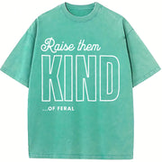 Raise Them Feral Raise Them Kind Mom Mothers Day Mom Of vintage washed oversized T-shirt in Blue