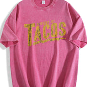 Powered by Tacos Sarcastic Retro for Guys Classic Vintage Washed T-Shirt in Red