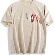 Heartbeat for Daily Wear Ladies for All Seasons vintage washed oversized T-shirt in Beige