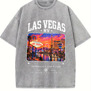 Las Vegas Nevada NV Travel Souvenir City Urban Desert Vintage Washed T-Shirt in Gray