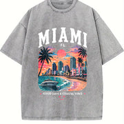 Miami Florida Vintage Washed T-Shirt in Gray