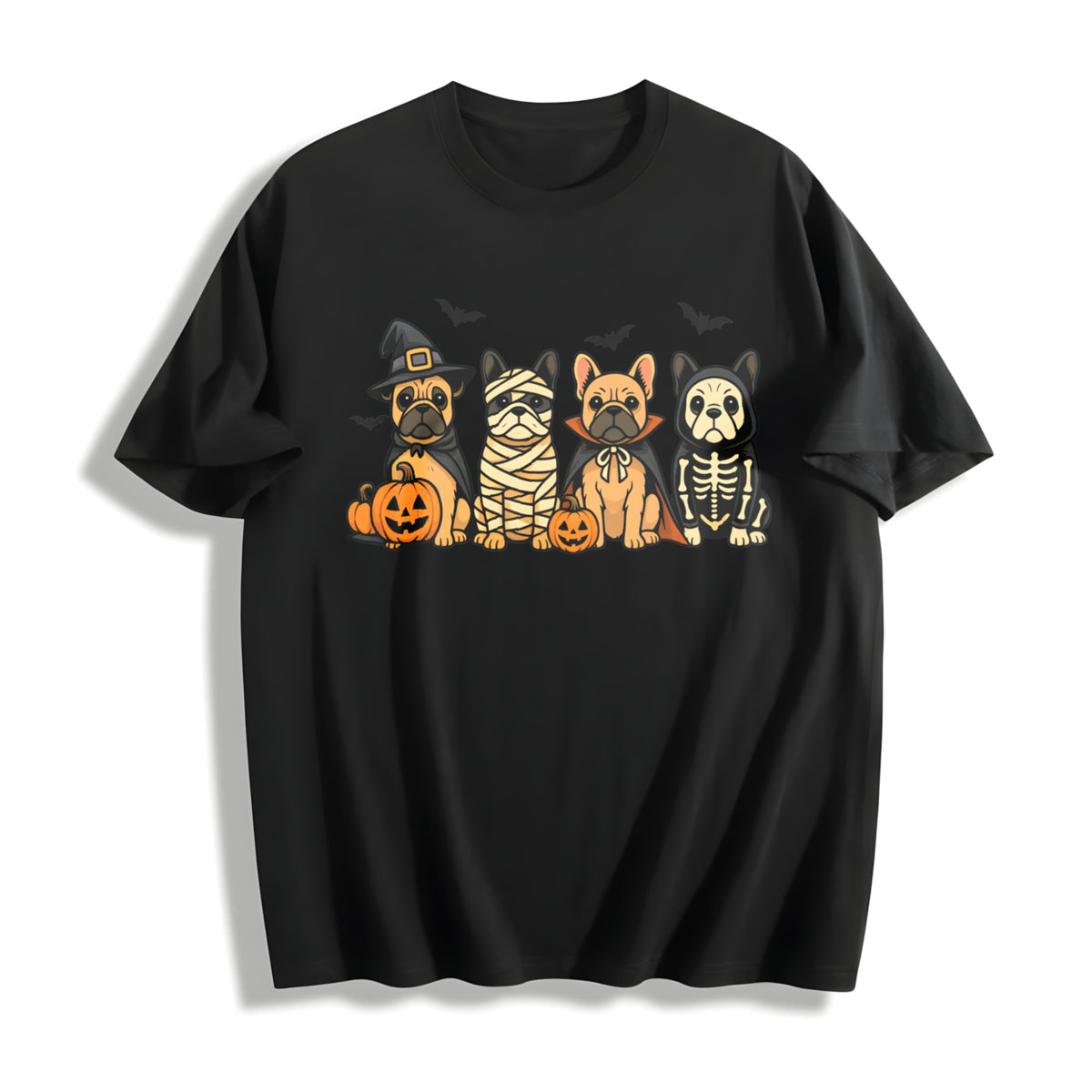 ® Halloween French Bulldog Cotton T-Shirt in Black