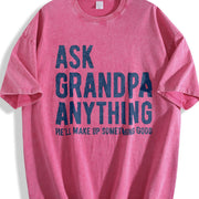Ask Grandpa Anything He'll Make Up Something Good Fathers Vintage Washed T-Shirt in Red