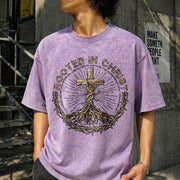 Rooted in Christ Jesus Vintage Washed T-Shirt in Purple