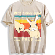 Happy Easter Best Bunny Mom Ever Vintage Washed T-Shirt in Beige