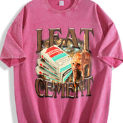 I Eat Cement Cat Meme Vintage Washed T-Shirt in Red
