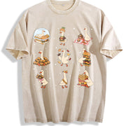 Burger Lover Silly Goose Vintage Washed T-Shirt in Beige