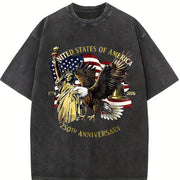 Statue of Liberty Bald Eagle USA 250th Anniversary Vintage Washed T-Shirt in Black