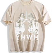 YHWH Christian Jesus Christian vintage washed oversized T-shirt in Beige