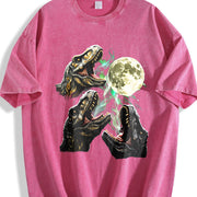 T-rex 90s Retro ® Dinosaur Y2k Vintage Washed T-Shirt in Red