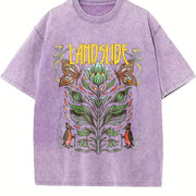 Landslide 70s Rock Inspired Vintage Washed T-Shirt in Purple
