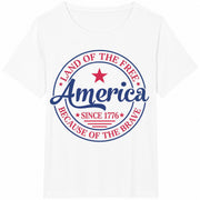 Memorial Day Land of the Free Because of the Brave America Cotton T-Shirt in White