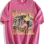 Mentally ILL Totally Chill Vintage Washed T-Shirt in Red