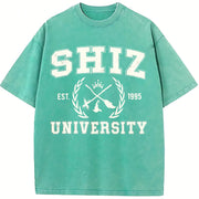 Wicked Shiz University Defy Gravity Broomstick Magic Wand vintage washed oversized T-shirt in Blue