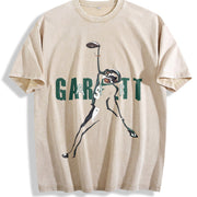 Garrett Wilson Air Garrett TD Touchdown Catch Football vintage washed oversized T-shirt in Beige